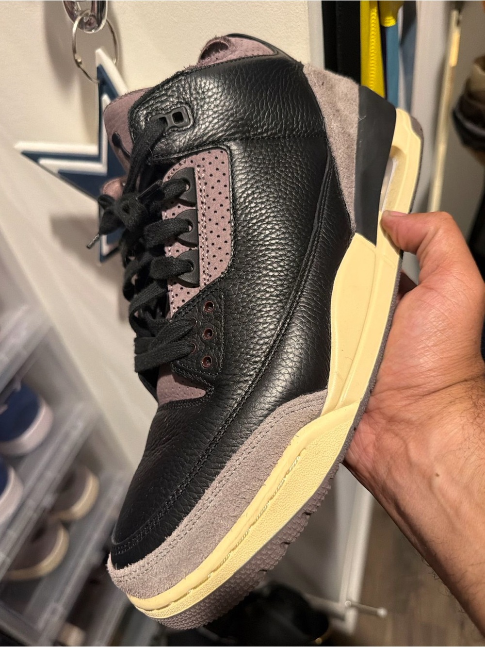 Nike Black and Gray Suede-Trim Sneaker with Cream Midsole